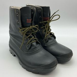 Sorel Men’s Leather Rubber Black Yellow Laces Boots Size 9